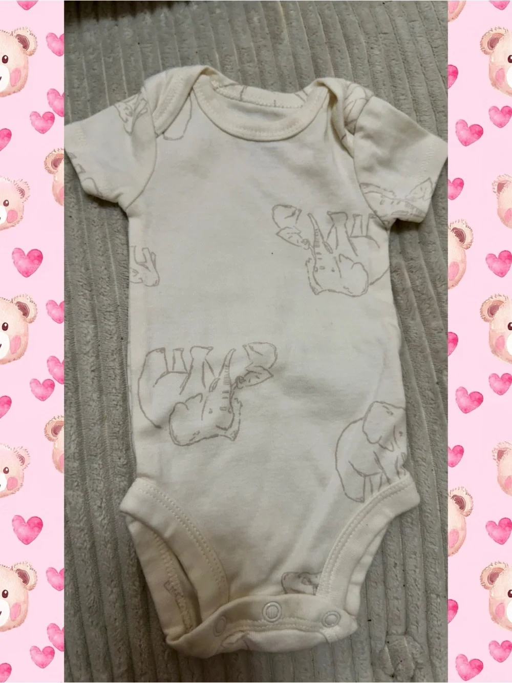 New Carter’s  newborn Classic Elephant Print Cream Baby One-Piece